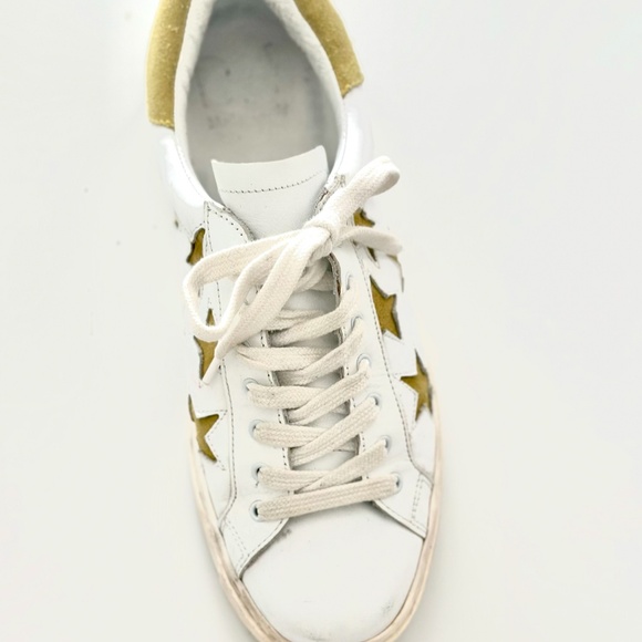 Leather Athletic Shoes - Made in Italy - white and yellow stars - Size 40 - Picture 4 of 4